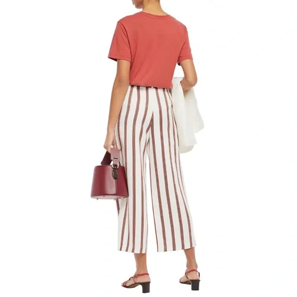 NEW Maje Cropped Striped Twill Wide Leg Pants M - Picture 2 of 8